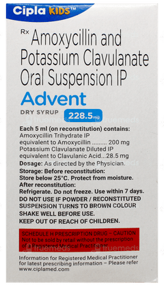 Advent 228.5mg Tangy Orange Flavour Dry Syrup 30ml